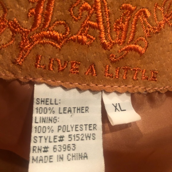 100% Washable Tangerine Colored Leather Jacket - Picture 8 of 9